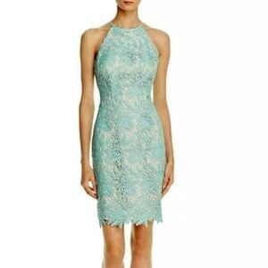 Keepsake The Label True Love Aqua Mint Lace Cocktail Sheath Halter Dress S